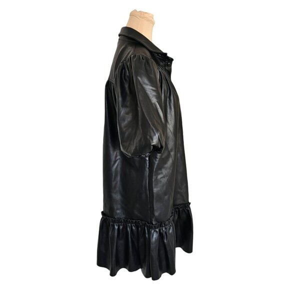 Fate Pleather Puff Sleeve Button Down Dress Sz M - Picture 8 of 12